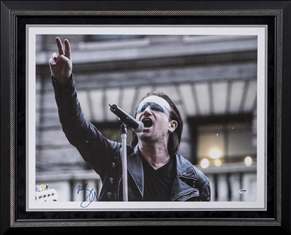 Bono Autographed Stretched Canvas In 32x26 Framed Display (PSA/DNA)